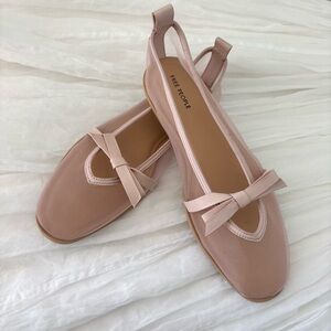 Free People Mania Bow Flats NWOT Cloud Pink Mesh Size 8